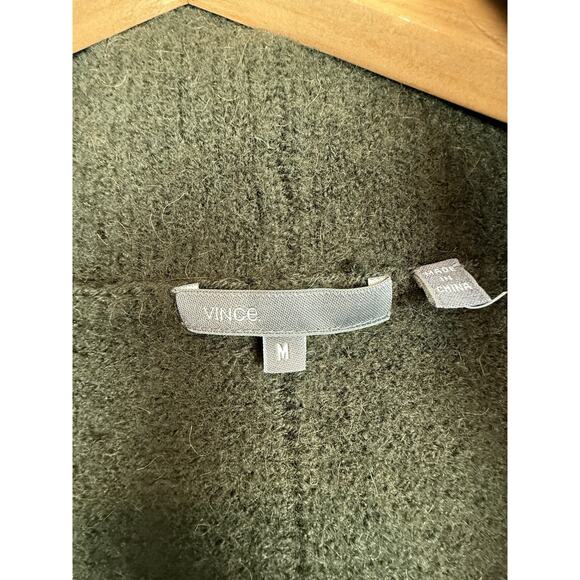 Vince Short Sleeve Wool Cardigan Sweater Dark Green Sz Medium Minimalist - Picture 3 of 8